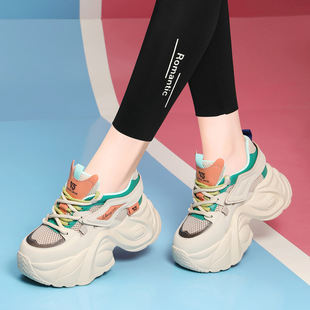 Inner Height Increasing Torre Shoes Thick Bottom White Shoes Women's Shoes 2024 Spring and Summer New Blast Mesh Sports Casual Platform