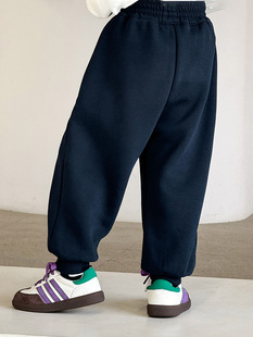 Boys' Fleece-Lined Pants Autumn and Winter Children's Winter Warm Pants 2024 Winter New Arrival Boys' Fleece Sports Pants