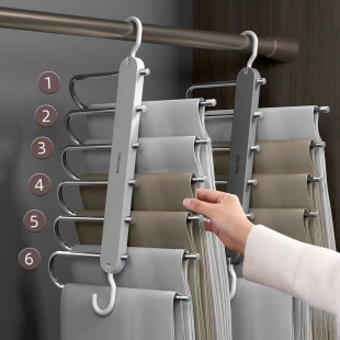 Folding Pants Rack Multifunctional Multi-Layer Pants Hanger Home Magic Traceless Pants Clip Wardrobe Storage Pants Hanger