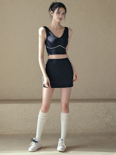 Contrast Color Yoga Short Skirt Women's Summer New Badminton Tennis Skirt Anti-running Sports Fitness Skirt