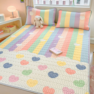 Latex Mat Summer 2024 New Three-Piece Set Summer Ice Silk Mat Kidsren's Home Bed Sheet Soft Mat