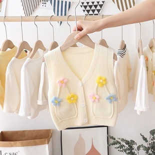 2022 New Autumn Clothing Outwears Girls Knitwears Cardigans Baby Fashionable Children's Tops Baby Fashionable Knitted Knitwears Trendy