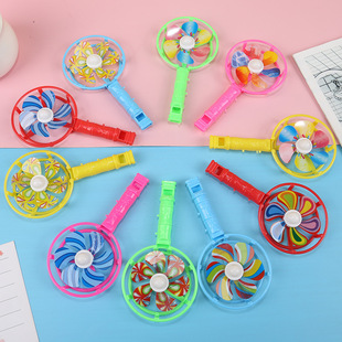 Nostalgic plastic colorful small windmill whistle children's day gift promotion to push the stall children's cartoon toys wholesale