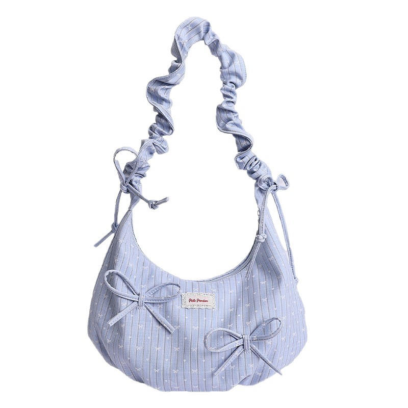2026 Spring New Korean Style Niche Underarm Bag, Pleated Bow Women's Handbag, Shoulder Bag, Cloud Bag
