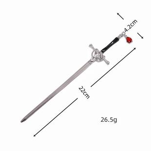 Chinese Style Sword Hairpin with Gem Metal Antique Sword Hair Accessories Niche Design Creative Accessories Light Luxury