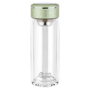 Shanghai Xinjiayuan Double-layer Insulated Glass Cup with Strainer Portable Drop-resistant Transparent Insulated Office Tea Cup
