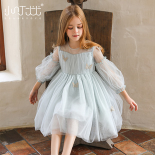 2025 new girls dress western style princess dress summer dress gauze skirt big children's little girl puffy skirt super fairy