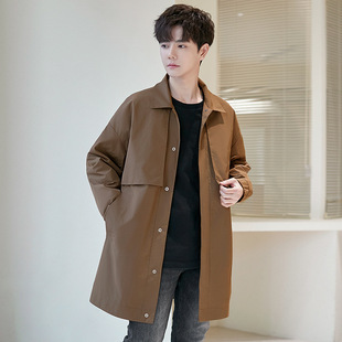 55107 Trenchcoat Men's Mid-length 2024 Spring and Autumn Coat Trendy Korean Style Trendy Brand Loose Casual High-end Coat