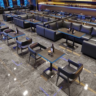 Net Red Night Clear Bar Bar Showing Table and Chair Combination Barbecue Milk Tea Shop Coffee Western Restaurant Card Seat Sofa