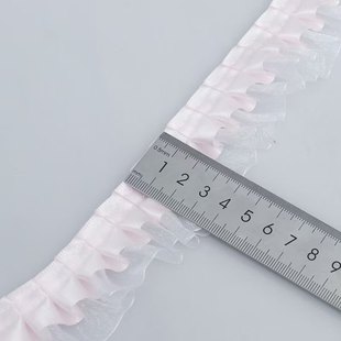 4cm Double-layer Pleated Polyester Ribbon Transparent Snow Yarn Clothing Cuff Skirt DIY Handmade Lace Accessories