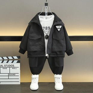 Boys' trendy suit spring and autumn 2024 new foreign-style baby clothes children's cool handsome net red fried street children's clothing tide