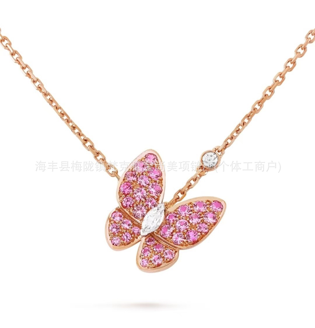 Vanjia four-leaf clover butterfly necklace, white mother-of-pearl marquise plated with 18k gold and 925 sterling silver, high-end design clavicle chain.