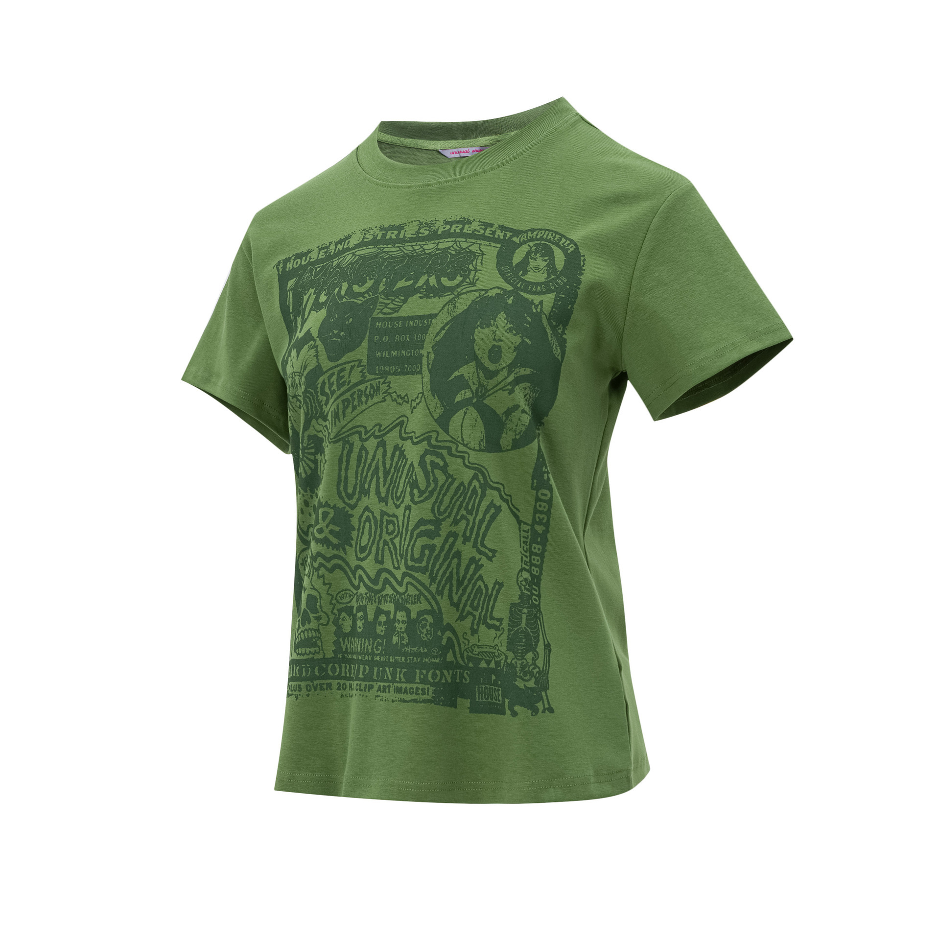 Yongfang Street Trendy Niche Brand Cartoon Print Color-Blocked Round Neck Design Slim-Fit Short-Sleeve T-Shirt for Women