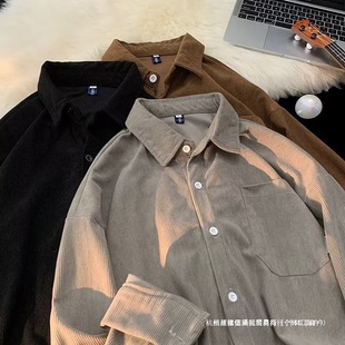 Corduroy Shirt Men's Spring and Autumn Japanese Style Vintage Long-sleeved Trendy Handsome Casual Shirt Student Trendy Brand Loose Jacket