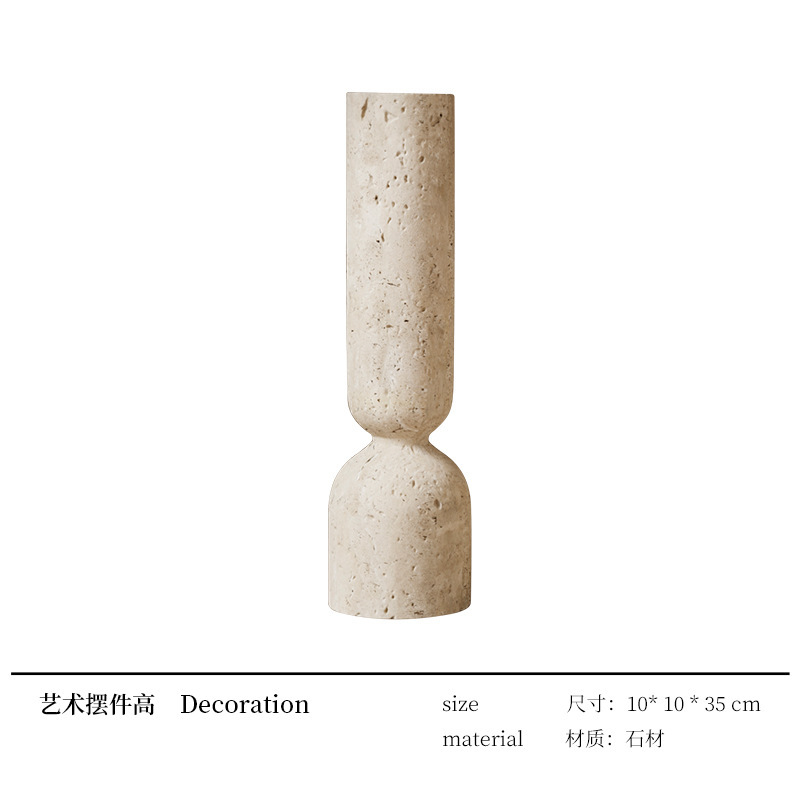 High-End Mid-Century Style Art Travertine Decorative Ornaments Living Room Wabi-Sabi Style Niche Open Niche Desktop Ornaments