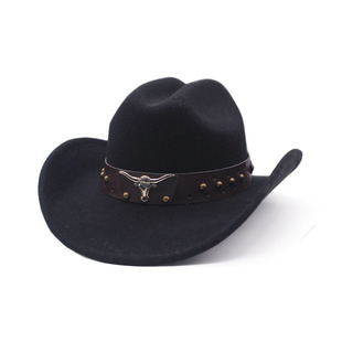 Cross-border British style curling cowboy hat men and women's hat brim ethnic style top hat European and American French jazz hat
