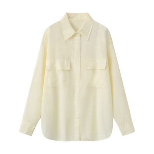 presale 2025 Spring New Sweet Loose Casual Large Pocket Long Sleeve Shirt MBE1SHT009