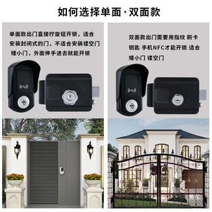 Stainless Steel Outdoor Electric Control Lock Wiring-Free Remote Control Swipe Card Ic Lock Mobile App House Wooden Door Wrought Iron Door