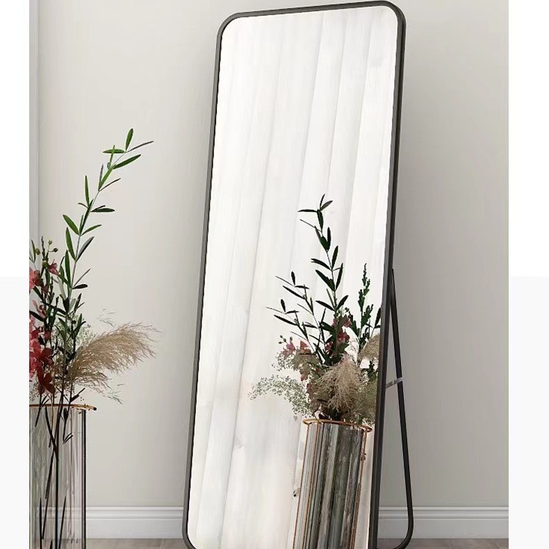 Casual Floor-To-Ceiling Mirror, Home Full-Length Mirror, Living Room Floor Mirror, Aluminum Alloy Fitting Mirror, Accessible Luxury Bedroom Wall-Mounted Dressing Mirror