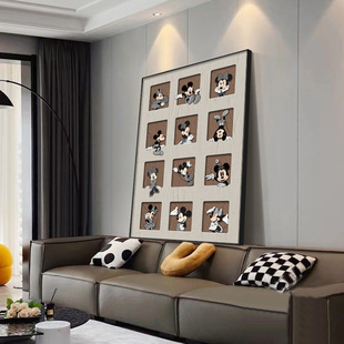 Modern minimalist living room decorative painting Cartoon Cartoon hallway mural cute Mickey sofa background wall floor hanging painting