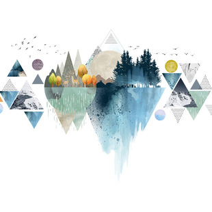Factory Direct Sales 2022 New 10051 Mountain Ink Freehand Ethnic PVC Wall Sticker Living Room Decoration Self-adhesive Sticker