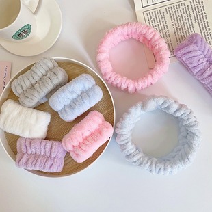 Flannel Wash Wrist Band Macaron Solid Color Water Absorbent Sweat Wrist Band Ins Face Wash Makeup Headband Hair Accessories