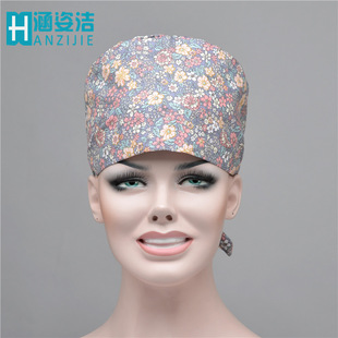 Cotton printed surgical cap doctor nurse cap operating room hat export breathable cross-border in stock