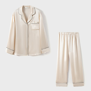 6A Grade 100 Mulberry Silk Pajamas Women's Two-Piece Loose Outer-Wearing Silk Home Clothes High-End suit Spring Clothes