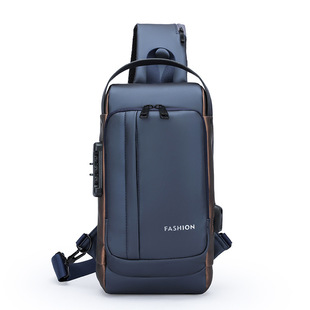 Cross-border New Simple Multi-functional Password Lock Chest Bag Anti-theft Outdoor Leisure Cross-body Bag Men and Women Same Style Shoulder Bag