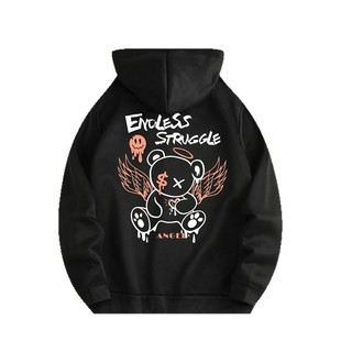 Cross-border TEMU Direct Supply Men and Women Couple Cute Bear Print Hoodie Gothic Y2K Street Top in stock