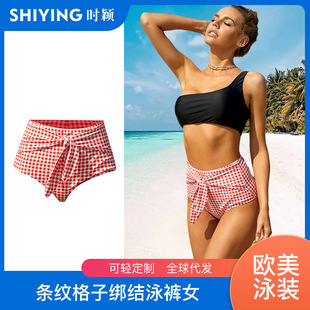 European and American polka dot high waist swimming trunks women's summer new bow swimming trunks women's triangle swimming shorts wholesale