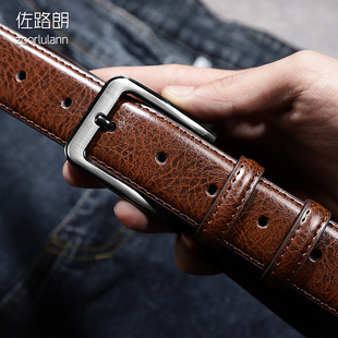 2023 New Belt men's leather pin buckle belt pure men's middle-aged youth casual men's cowhide young men's pants belt