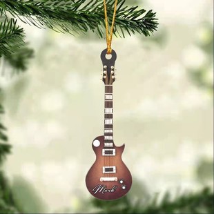 New Creative Personality Mini Christmas Guitar Lovers Acrylic Flat Car Rearview Mirror Hanging Decorations