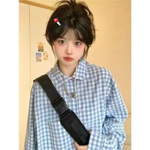 Korean Style Age-reducing Small Fresh Long-sleeved Plaid Shirt Women's 2025 Spring and Autumn New Retro Shirt Loose Coat Top