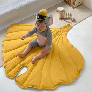 INS Nordic Style Ginkgo Leaf Mat Baby High Quality Pure Cotton Crawling Mat Baby Kids Play Mat