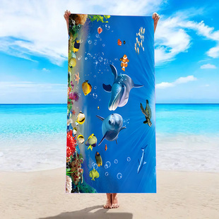 Customized microfiber beach towel underwater world quick-drying anti-sand absorbent beach towel light towel factory direct sale