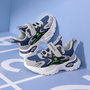 Boys Shoes Leather Spring 2025 New Fashion Middle and Big Children Soft Sole Non-slip sneaker Children's Running Shoes Trendy