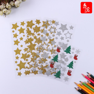 Christmas golden glitter mobile phone decorative stickers pvc children's toy stickers spot stars onion paste wholesale