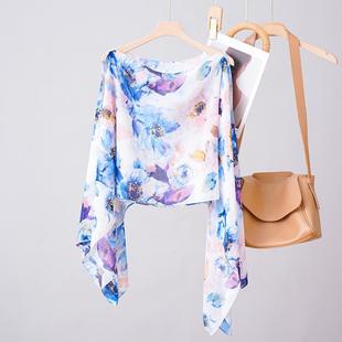 [Xin Saiqi] Fashionable Polka Dot Printed Shawl Pullover Sun Protection Shawl Slimming Look Top for Taking Photos When Going Out