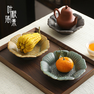 Chinese-style Ceramic Kiln Change Refreshment Plate Dishpoint Plate Fruit Plate Tray Dry Bubble Restaurant Household Pastry Plate Wedding Cake Plate