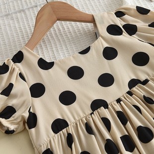 Girl's Polka Dot dress Summer New Short Sleeve Chiffon Princess Dress Girl's Stylish Fashionable Loose Dress