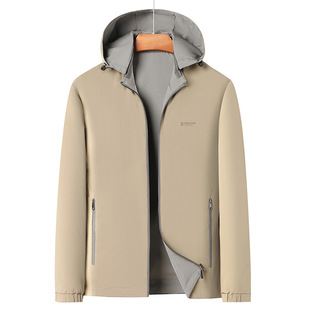 Double-sided Removable Hooded Spring and Autumn Jacket Men's Middle-aged Jacket Dad's Top Casual Spring Jacket for Men