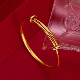 Shake the sound Net red with lucky grass bracelet sand gold female push-pull bracelet four-leaf clover smooth bracelet niche design