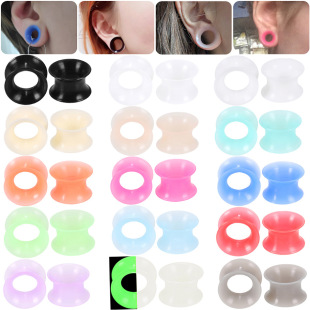 Cross-Border 3-38mm luminous white silicone ear expander Amazon EBAY AliExpress puncture jewelry hot sale