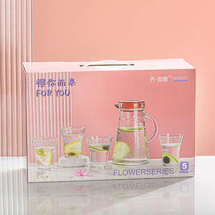 New Cold Water Bottle Vertical Pattern Vertical Strip Water Set Household Glass Drinking Cup Tea Cup Tea Set Activity Gift