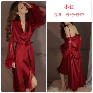 DZ Guiruo Sexy Split Sweet Ruffled Swing Collar Temptation Sling Nightgown Women's Home suit 4459