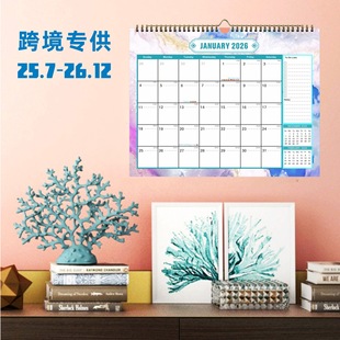 2025.7-2026.12 English Calendar 18 Months Countdown Design Foreign Trade Cross-border Desktop Wall Calendar