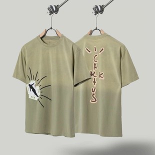 Travis Scott Short Sleeve M Record Little Yellow Duck Cactus Lightning Rap Tour TS Joint Couple Hip Hop T-Shirt