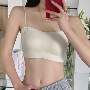Latex soft support cloud feeling underwear 9851# spring and summer seamless ice silk wrapped chest cross hollow beauty back shoulder strap adjustable
