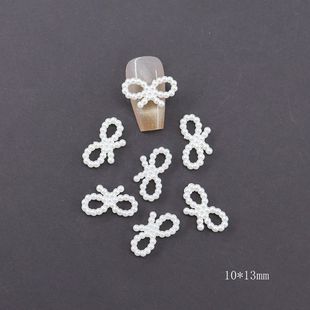 New Nail Art Jewelry Resin Imitation Pearl Rice White Love Bow Five-pointed Star Moon Joker Three-dimensional Decoration Batch